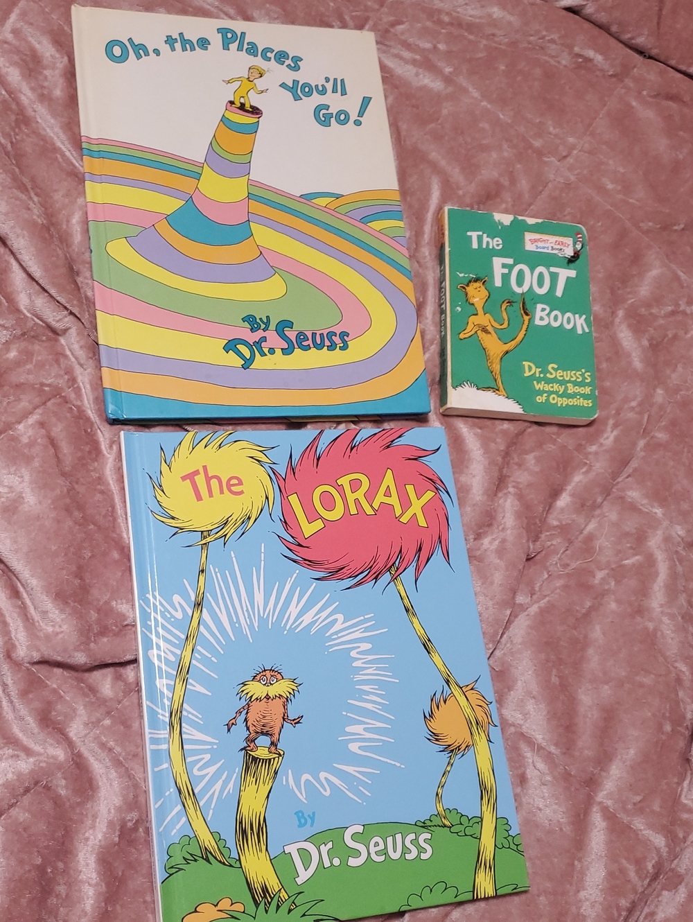 Dr. SEUSS Hard Cover Book Lot The Lorax, The Foot Book 2 Large One Mini